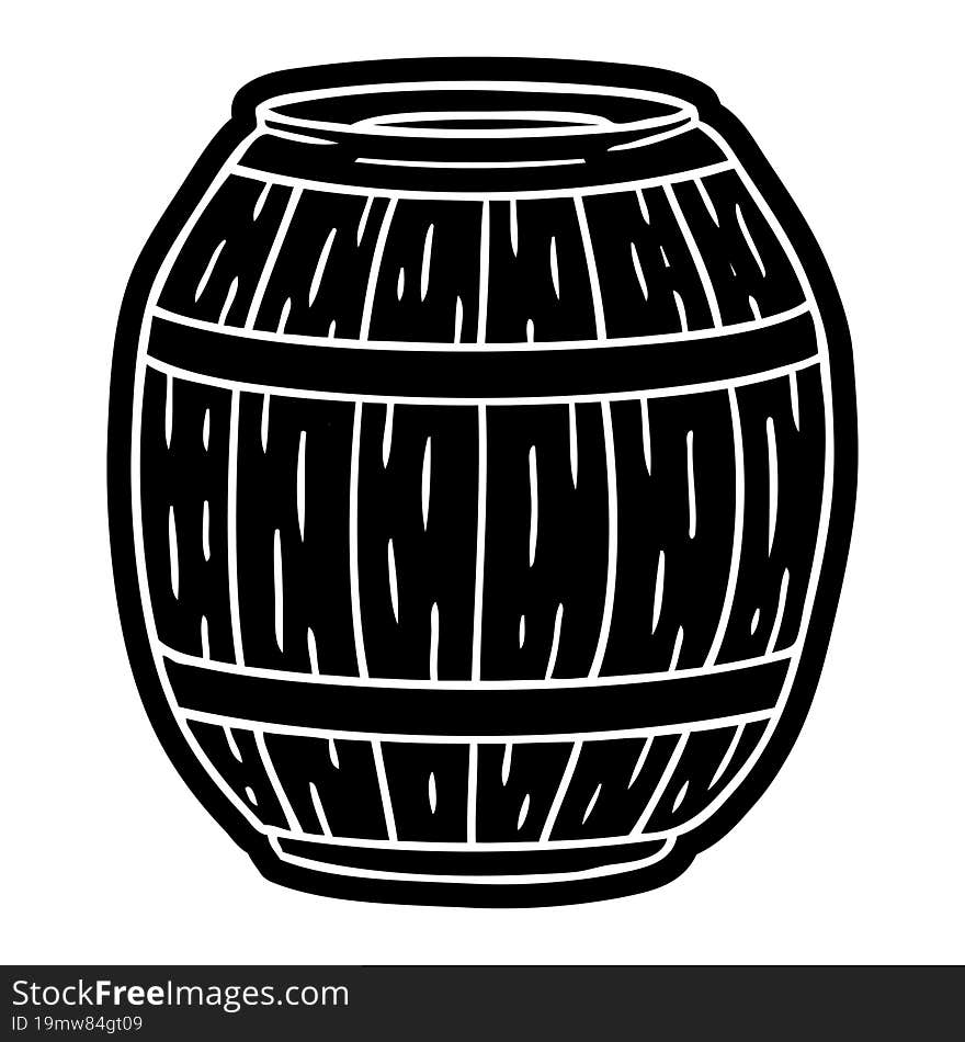 cartoon icon drawing of a wooden barrel