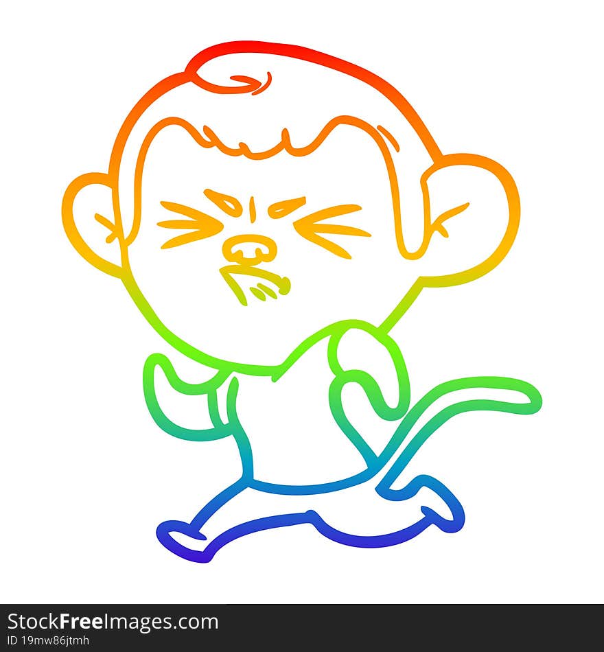 rainbow gradient line drawing cartoon annoyed monkey