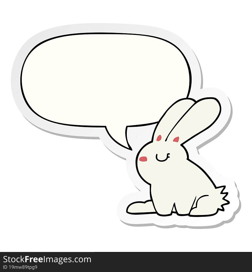 cartoon rabbit with speech bubble sticker. cartoon rabbit with speech bubble sticker