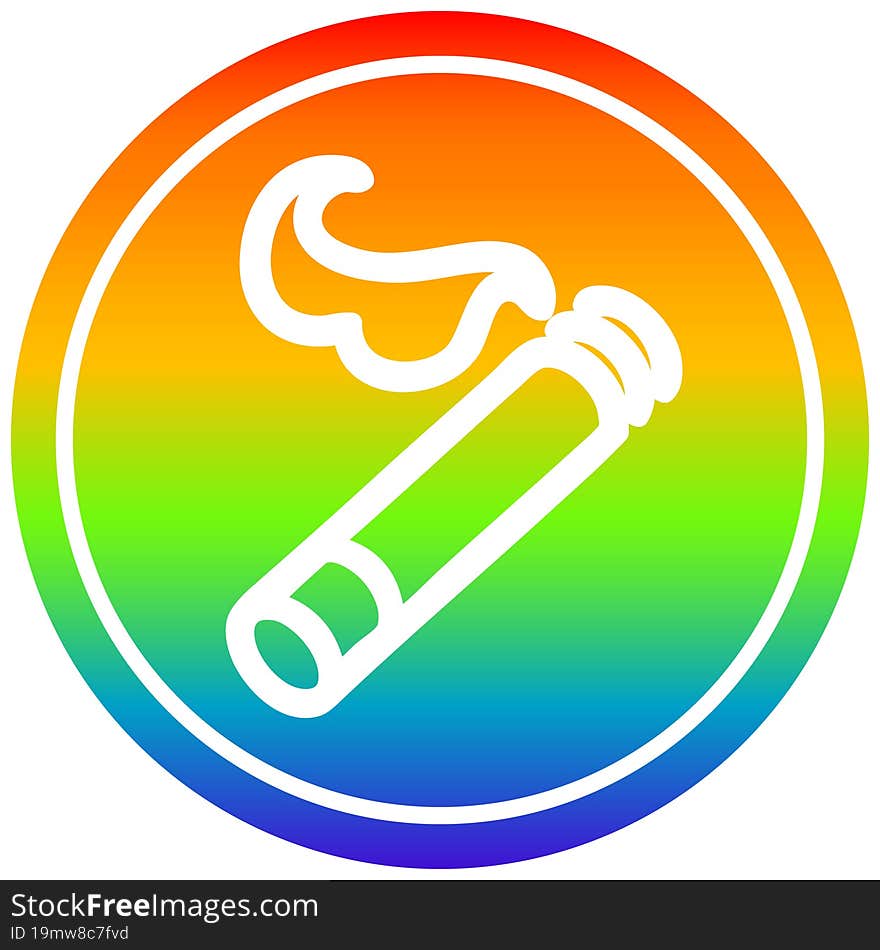 lit cigarette circular in rainbow spectrum