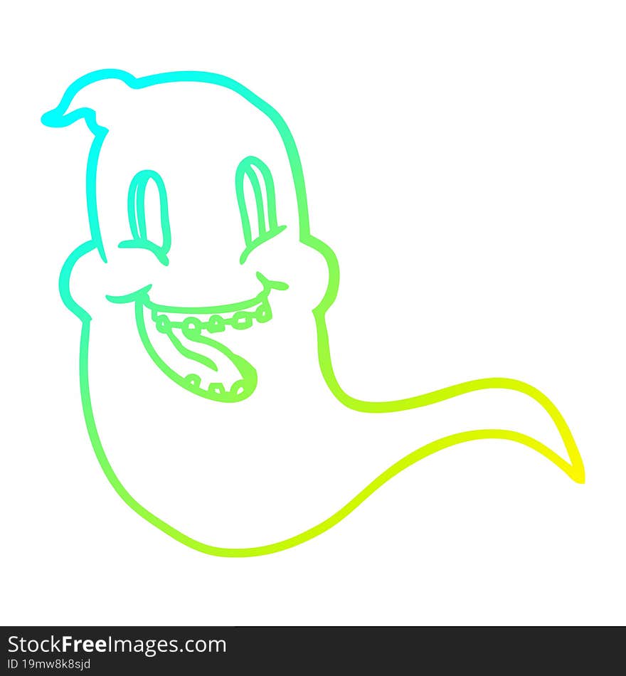 Cold Gradient Line Drawing Spooky Ghost