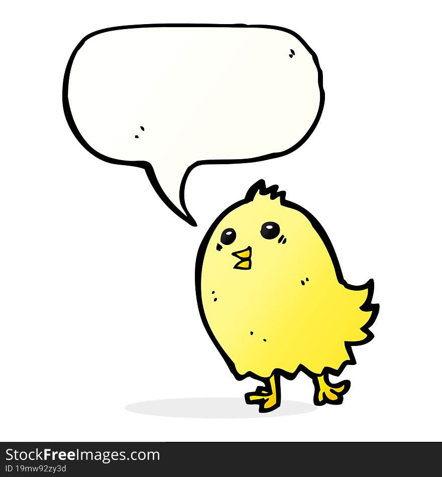 Cartoon Happy Yellow Bird With Speech Bubble