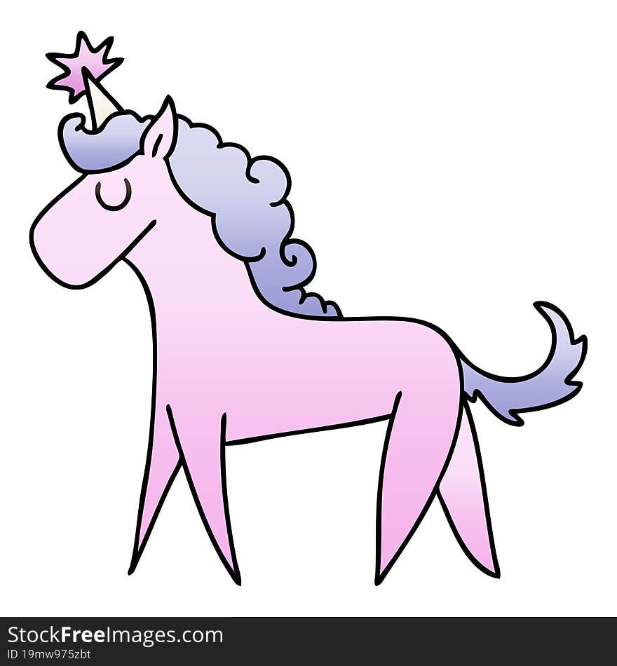 Quirky Gradient Shaded Cartoon Unicorn