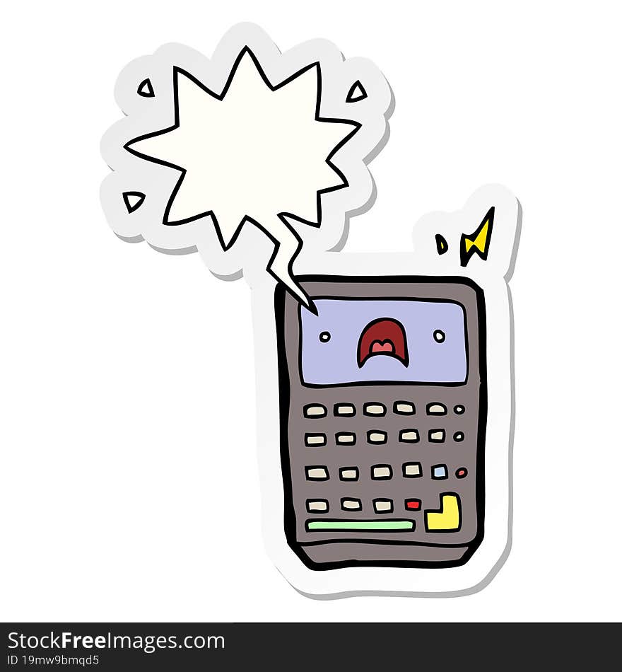 cartoon calculator and speech bubble sticker