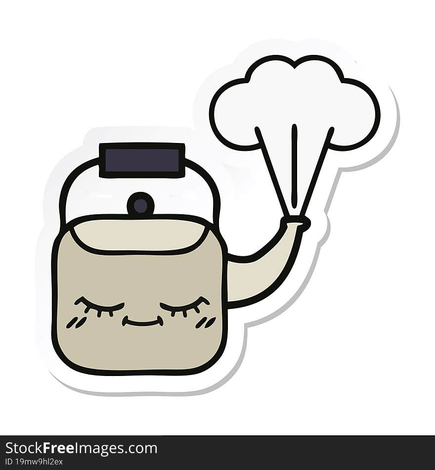 sticker of a cute cartoon steaming kettle