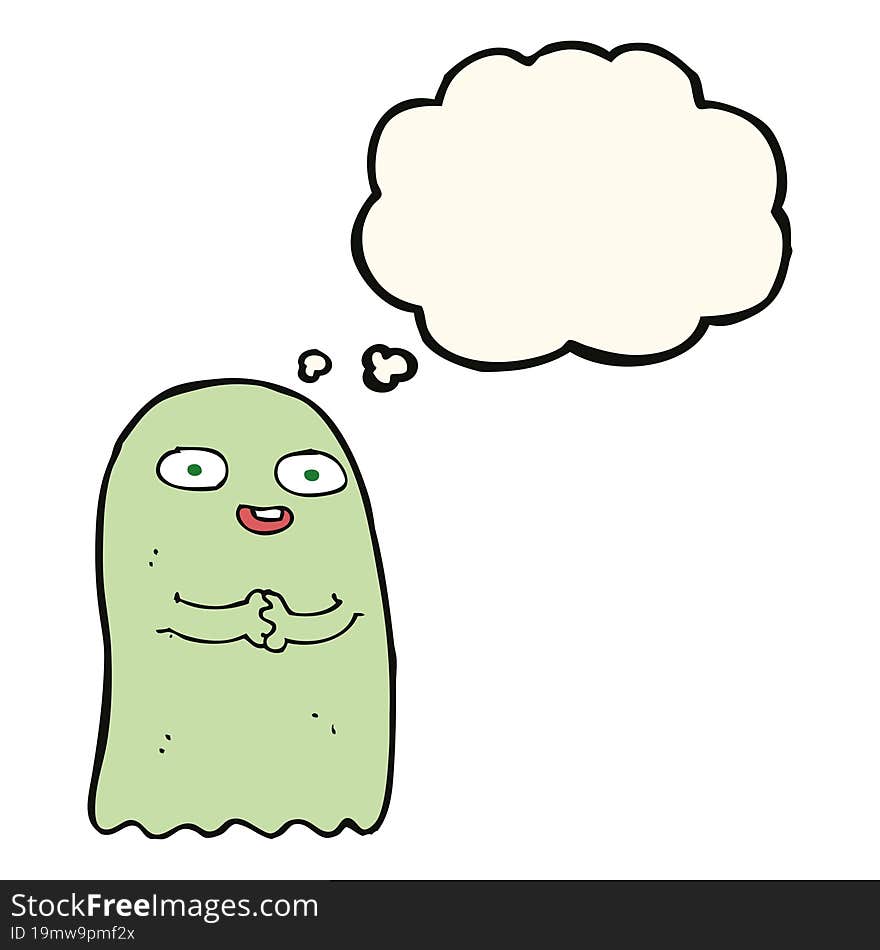 Funny Cartoon Ghost With Thought Bubble