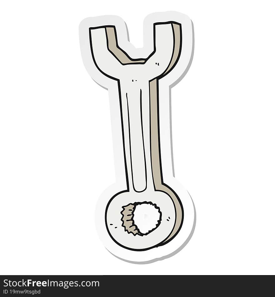 Sticker Of A Cartoon Spanner