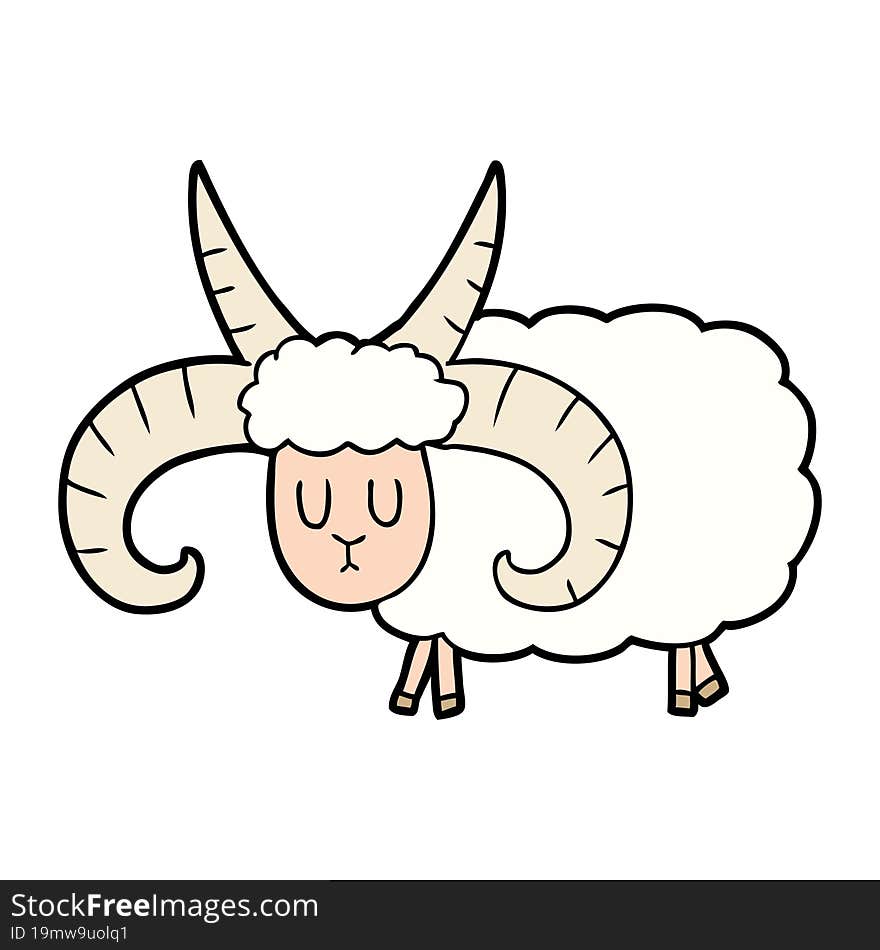 cartoon long horned ram. cartoon long horned ram