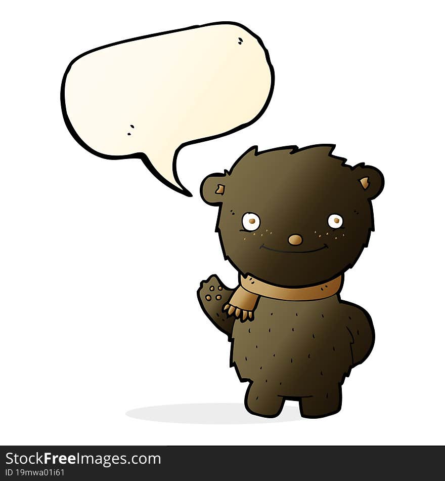 cartoon cute black bear with speech bubble