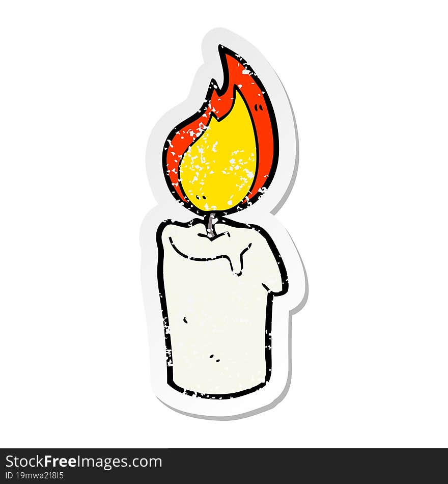 Distressed Sticker Of A Cartoon Candle