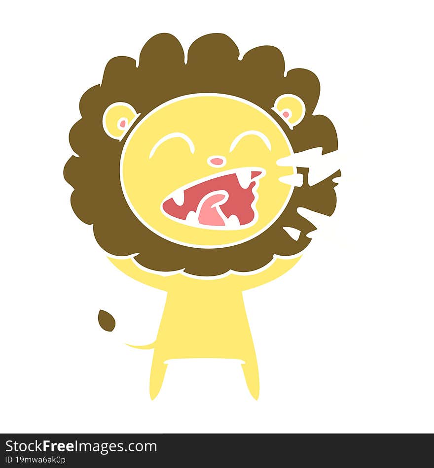 flat color style cartoon roaring lion