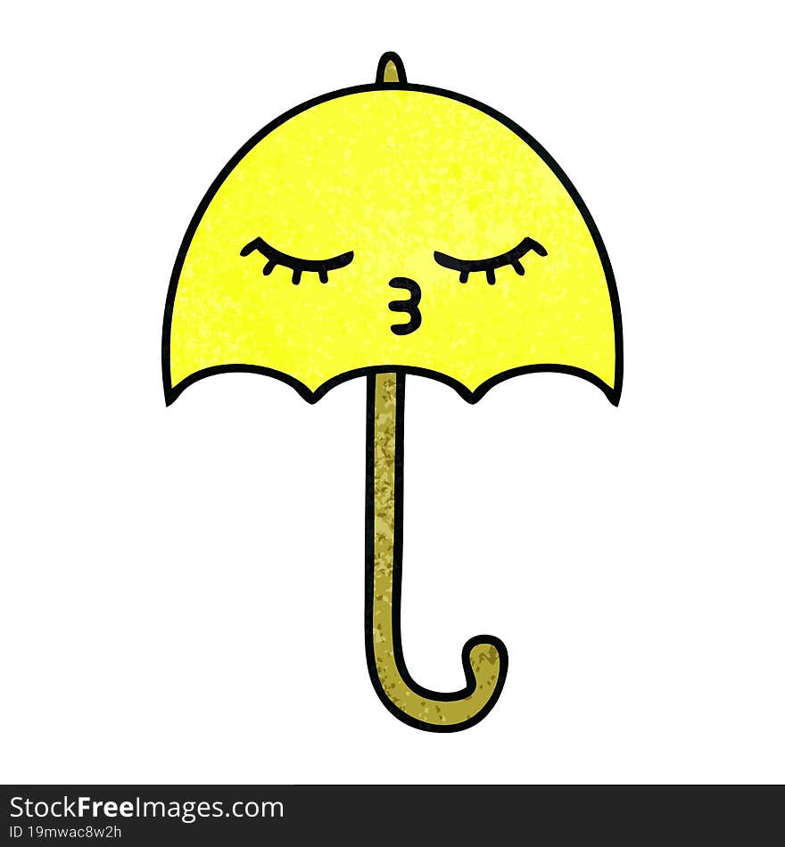 retro grunge texture cartoon of a umbrella