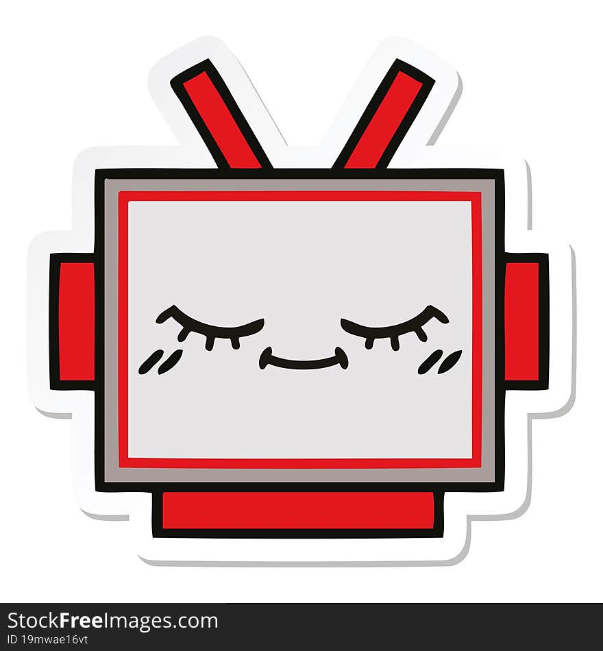 Sticker Of A Cute Cartoon Robot Head