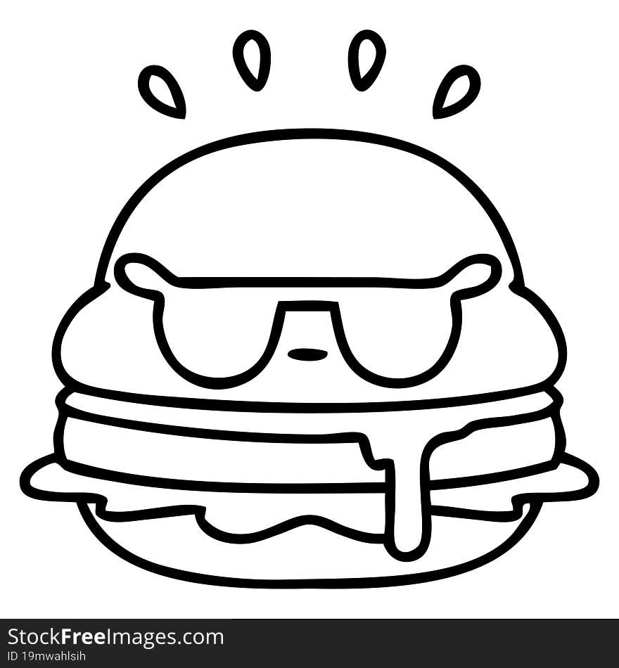 a tasty burger wearing sunglasses