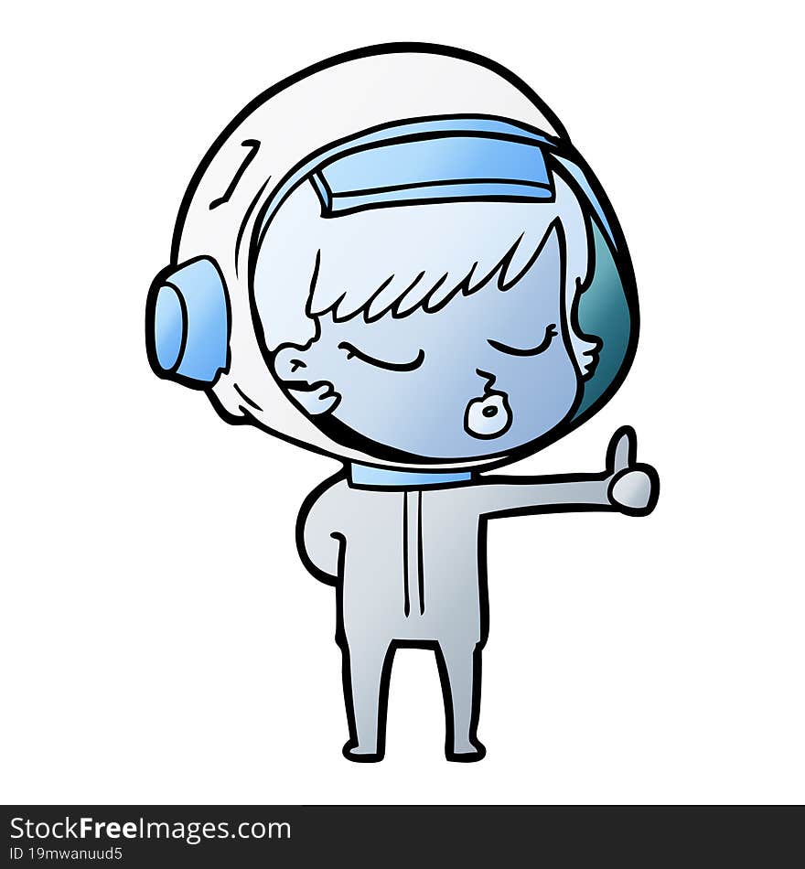 cartoon pretty astronaut girl giving thumbs up. cartoon pretty astronaut girl giving thumbs up