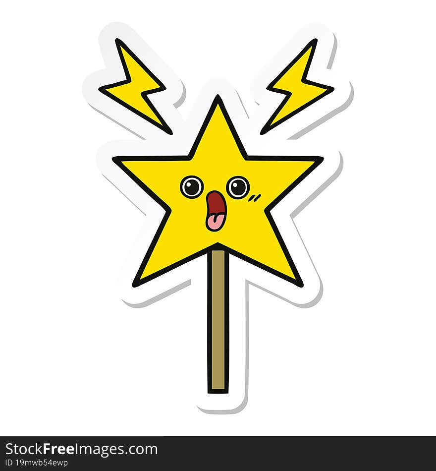 Sticker Of A Cute Cartoon Magic Wand