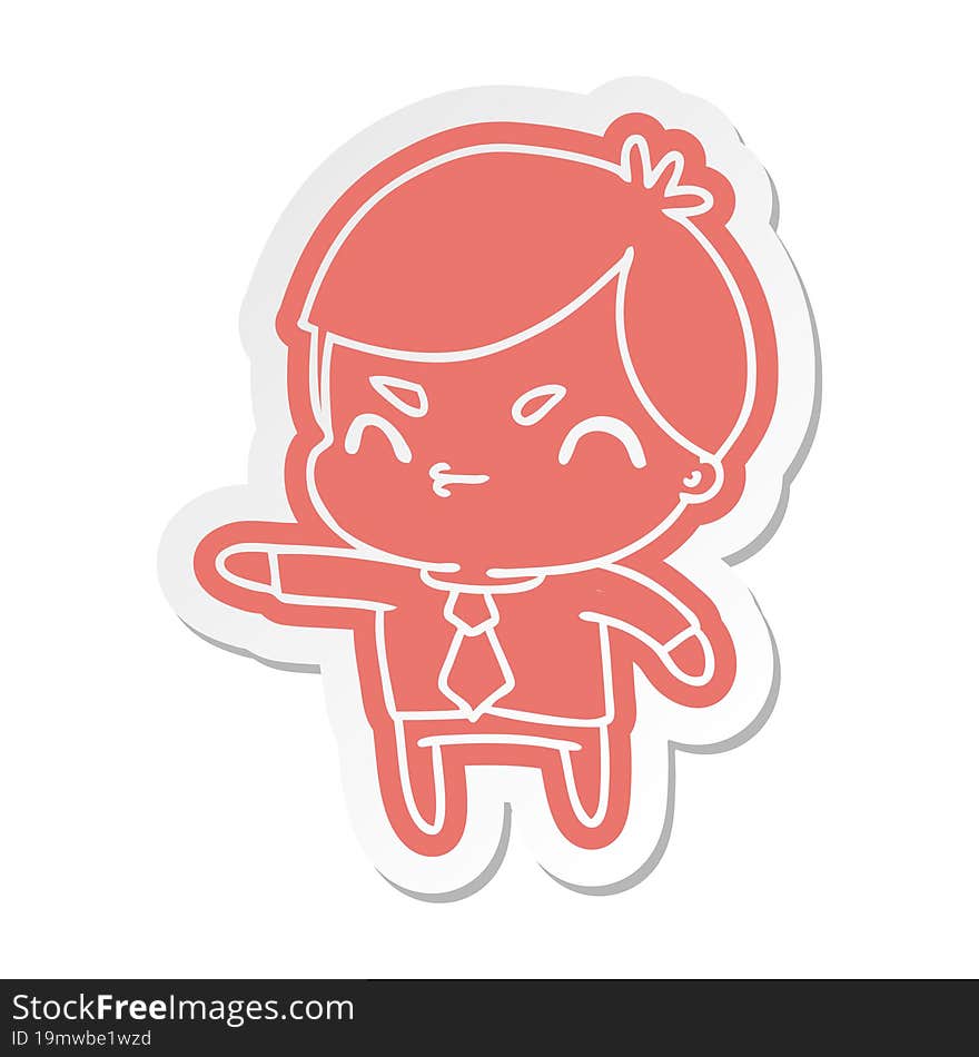 Cartoon Sticker Of A Kawaii Cute Boy