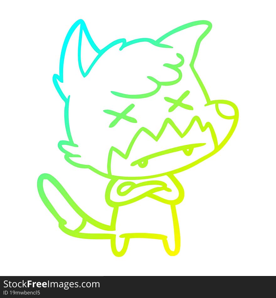 cold gradient line drawing cartoon dead fox