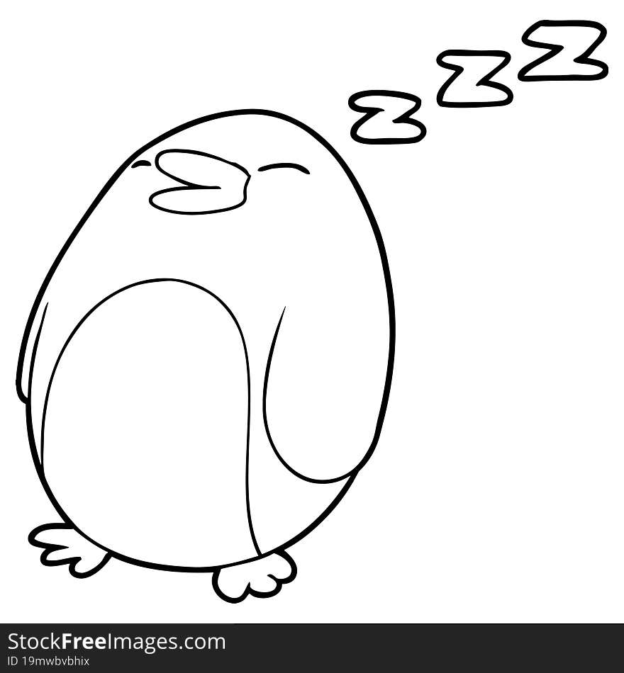 cartoon sleeping penguin. cartoon sleeping penguin