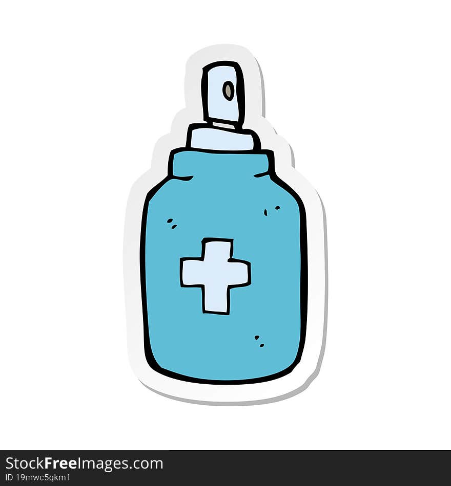 sticker of a cartoon antiseptic spray