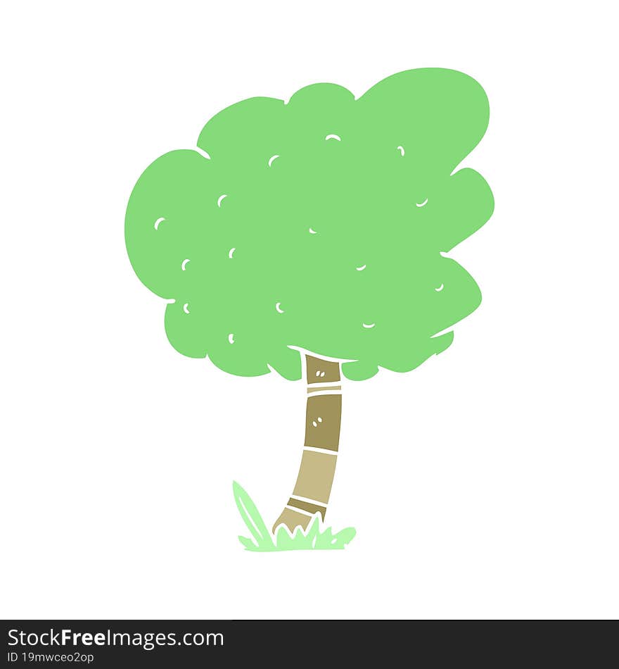 Flat Color Style Cartoon Tree