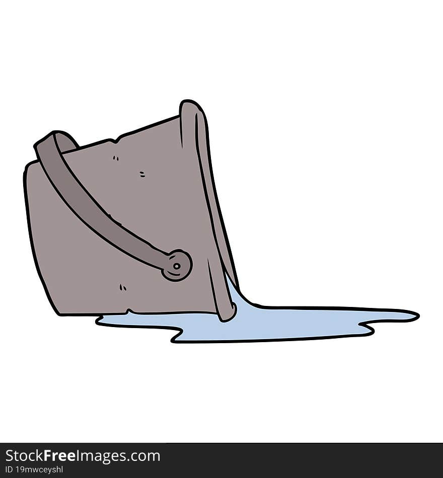 cartoon spilled bucket of water. cartoon spilled bucket of water