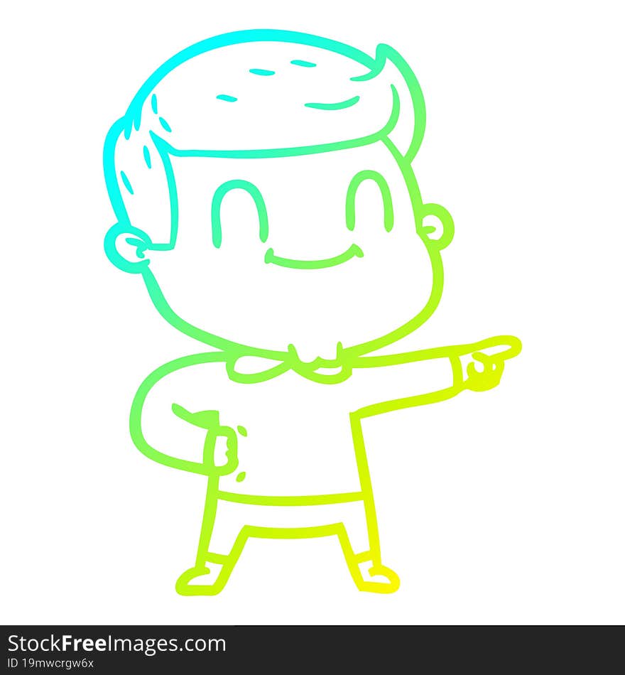 cold gradient line drawing cartoon friendly man