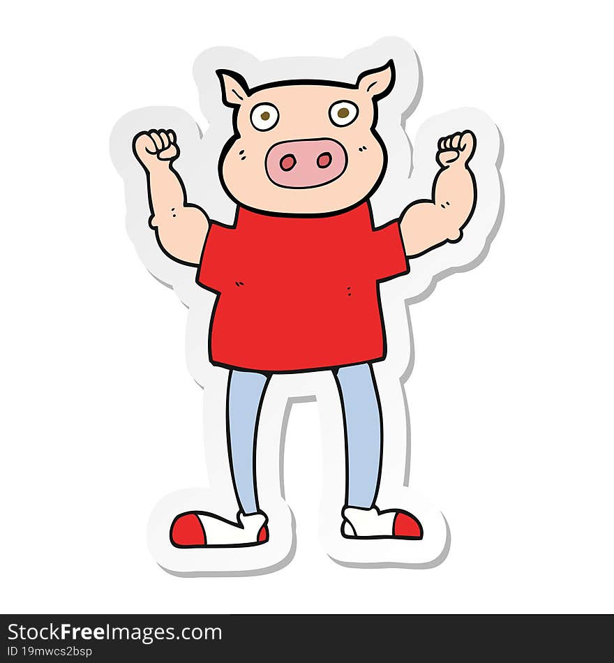 sticker of a cartoon pig man