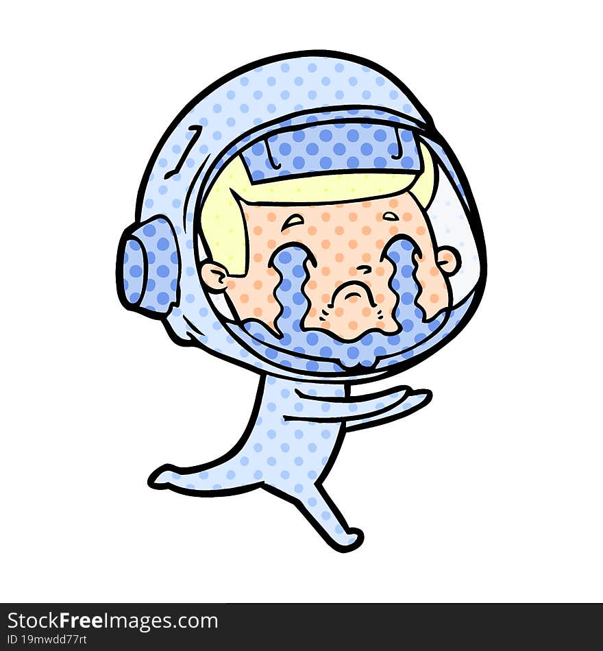 cartoon crying astronaut. cartoon crying astronaut