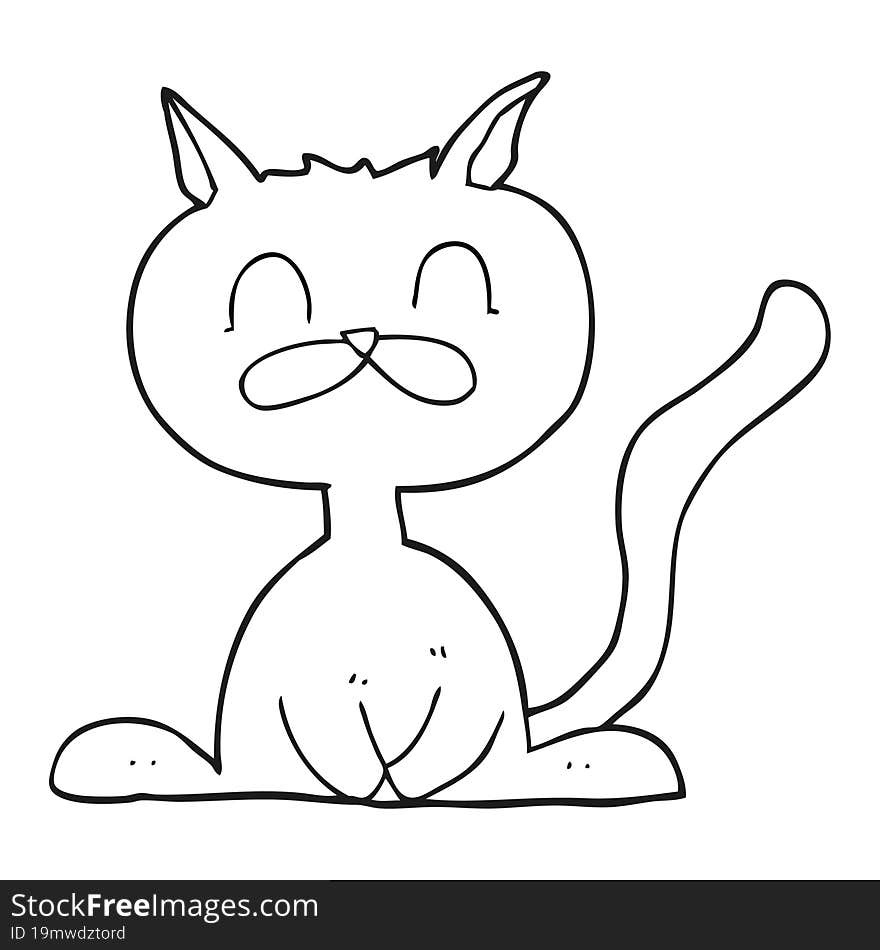 Black And White Cartoon Cat