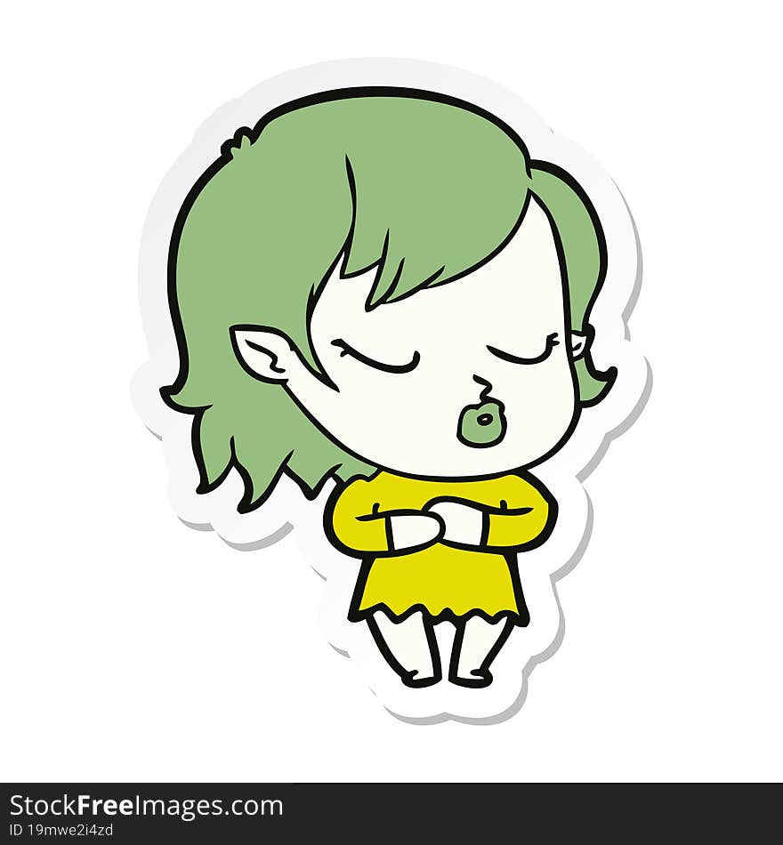 sticker of a cute cartoon vampire girl