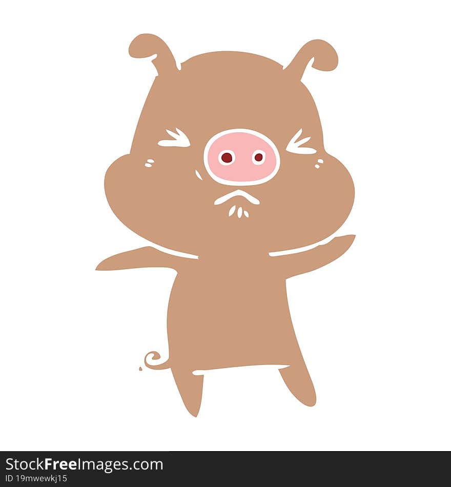 flat color style cartoon angry pig