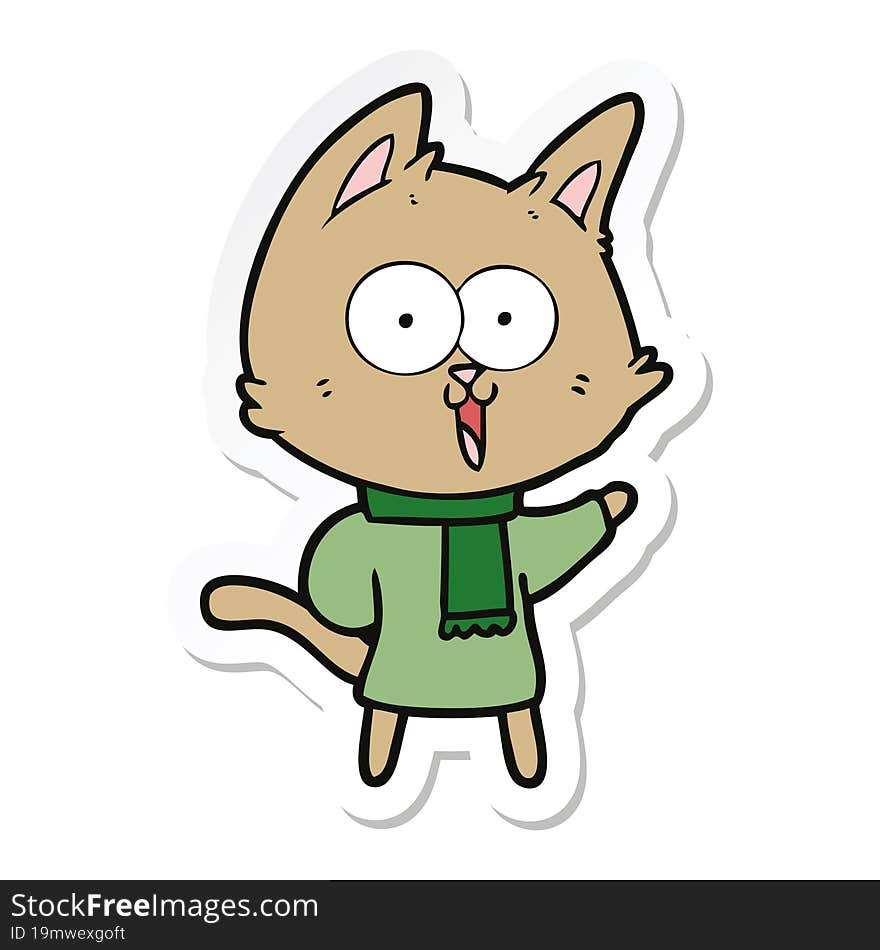 sticker of a funny cartoon cat