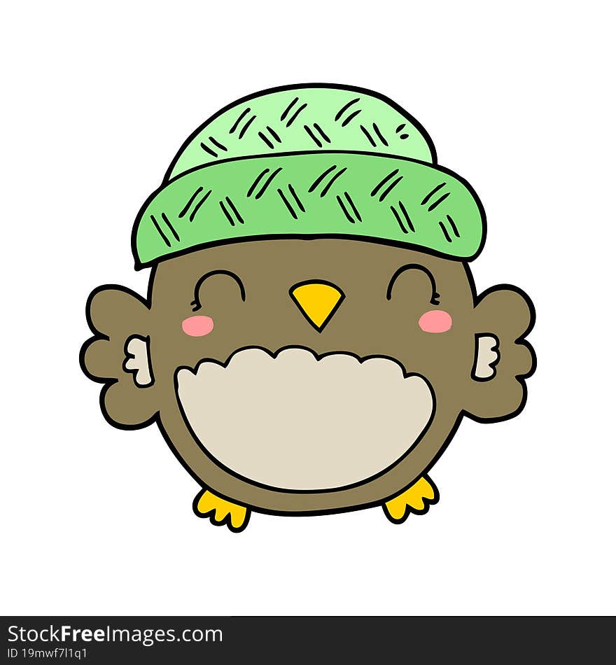 Cute Cartoon Owl In Hat