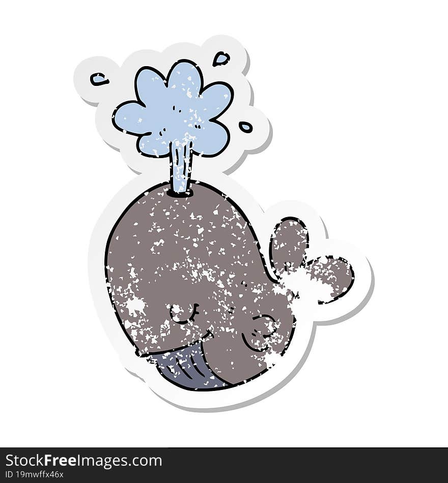 Distressed Sticker Of A Cartoon Spouting Whale