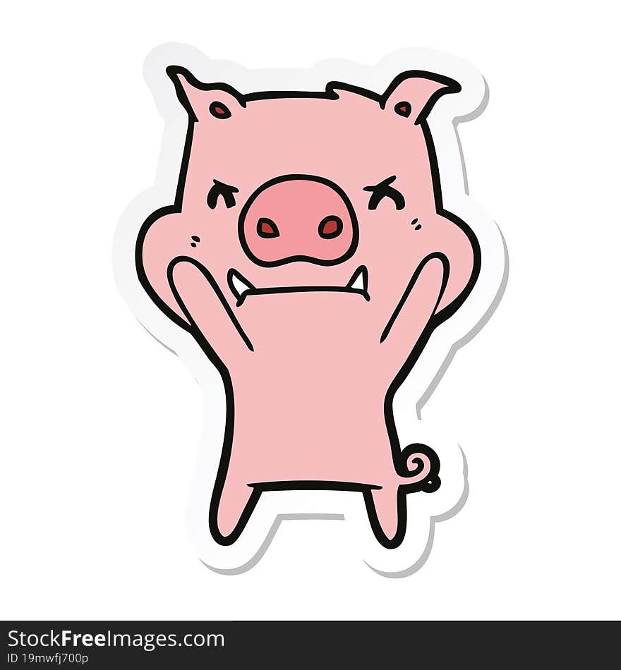 sticker of a angry cartoon pig