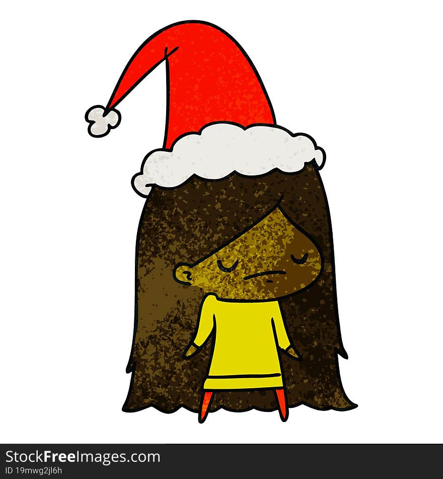 Christmas Textured Cartoon Of Kawaii Girl