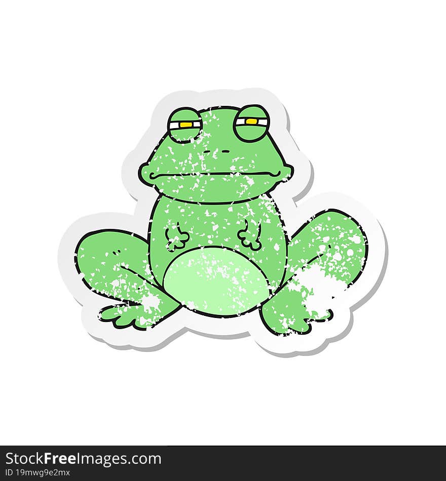 retro distressed sticker of a cartoon frog