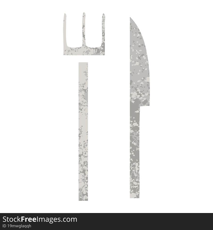 Retro Illustration Style Cartoon Knife And Fork