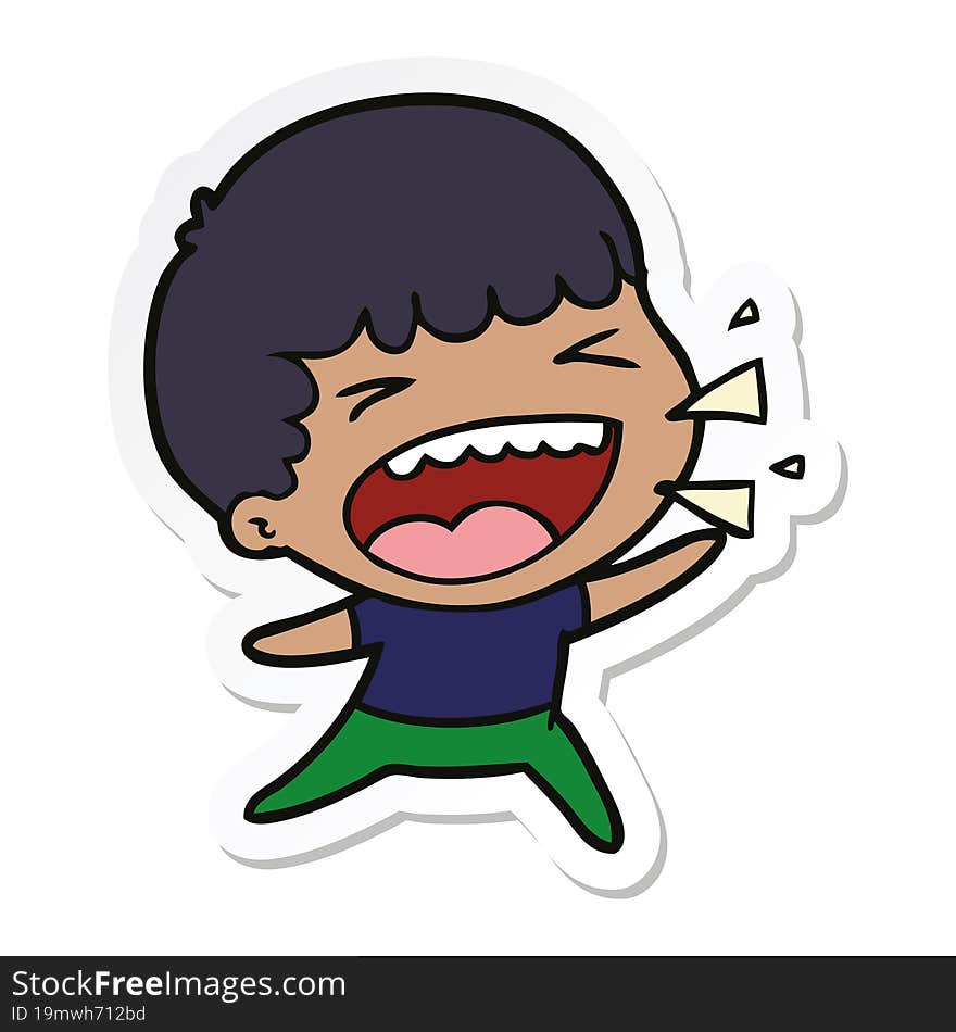 Sticker Of A Cartoon Laughing Man