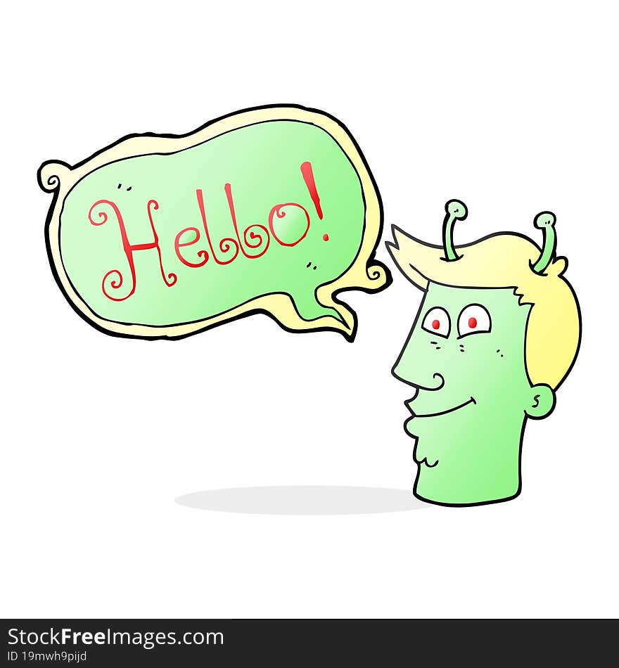 speech bubble cartoon alien man