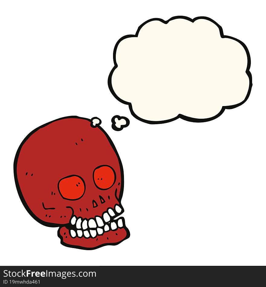 cartoon skull with thought bubble