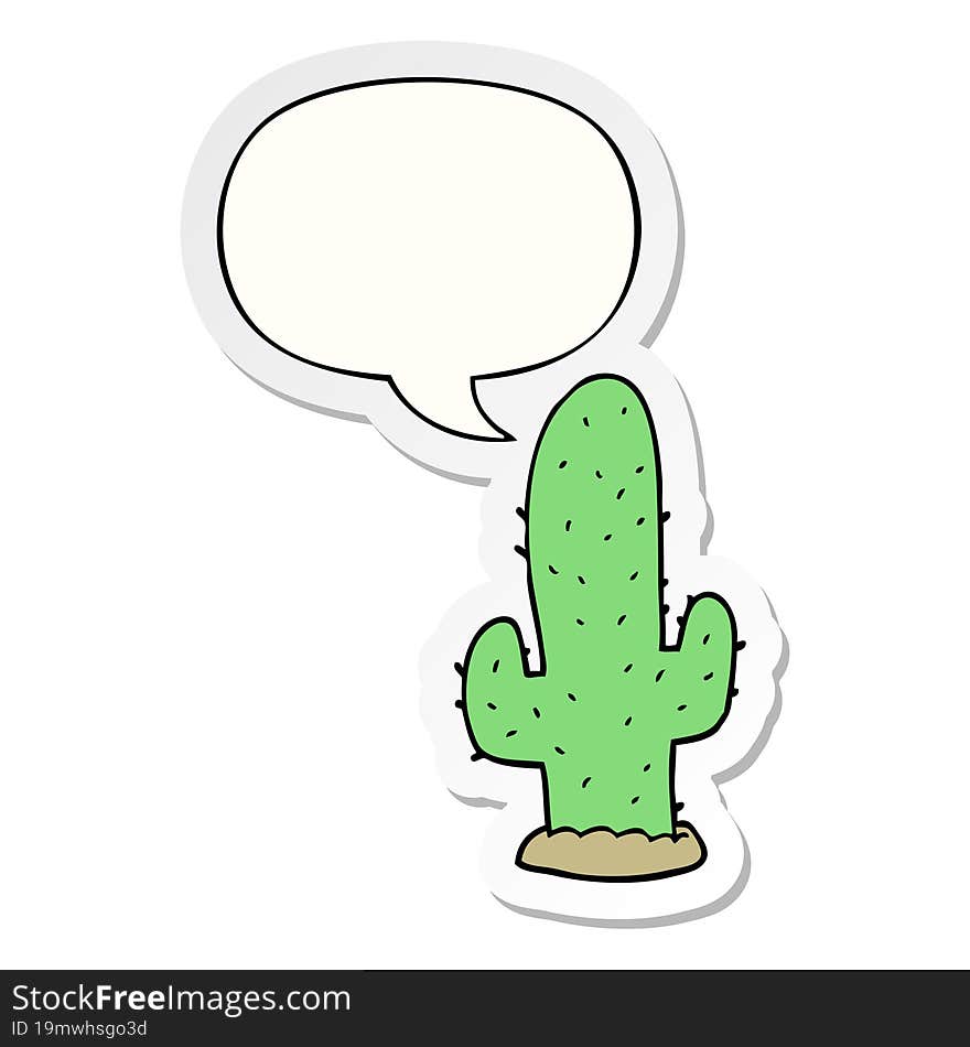 cartoon cactus and speech bubble sticker