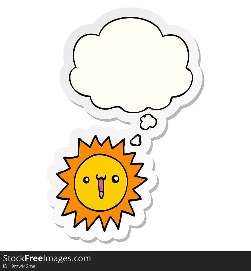 cartoon sun and thought bubble as a printed sticker