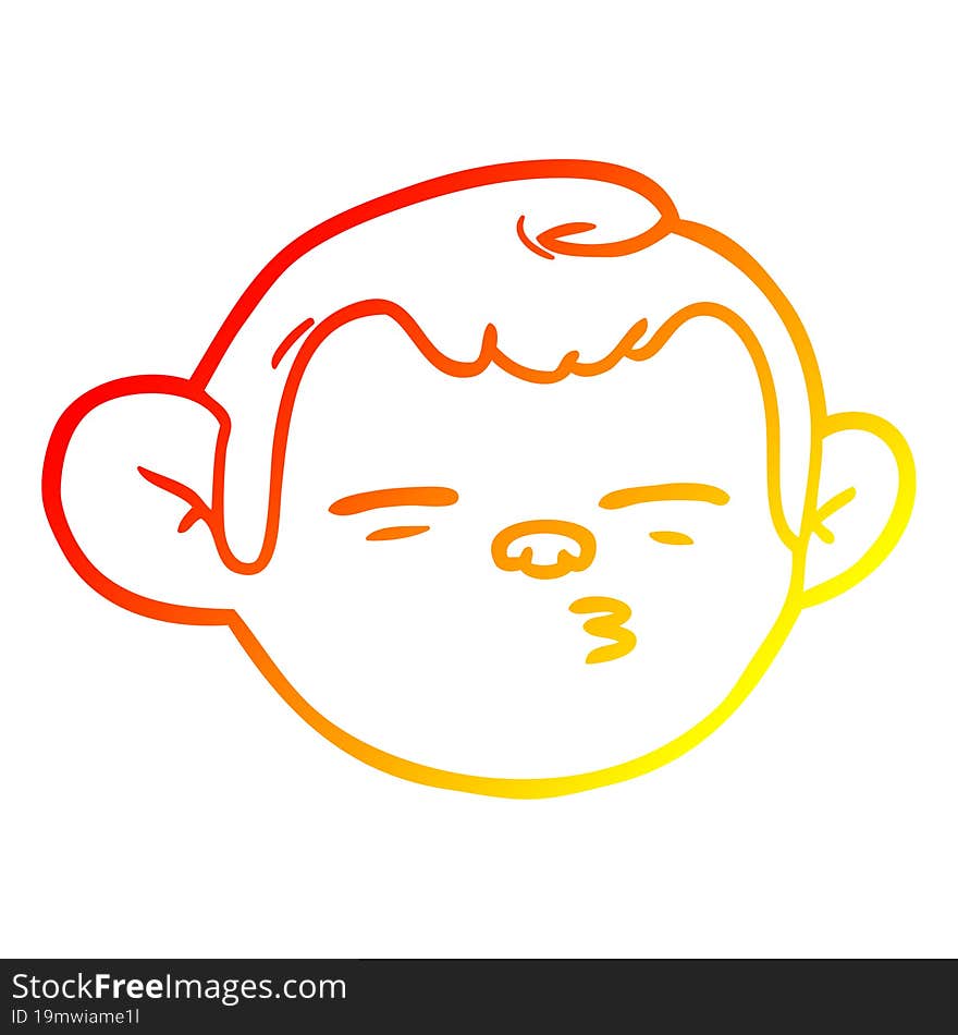 Warm Gradient Line Drawing Cartoon Monkey Face