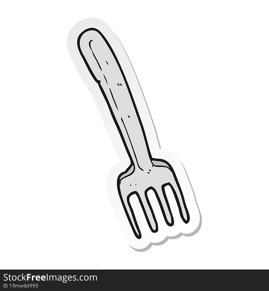 sticker of a cartoon fork