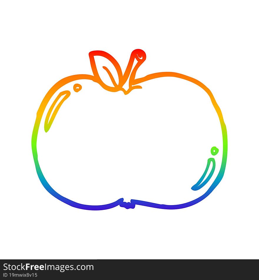 Rainbow Gradient Line Drawing Cartoon Apple