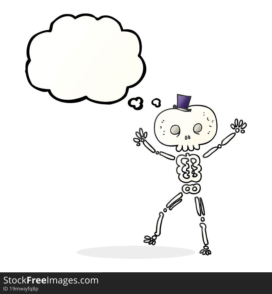 thought bubble cartoon dancing skeleton