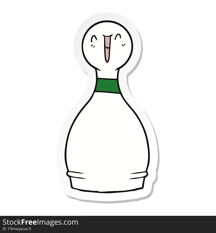 Sticker Of A Cartoon Happy Bowling Pin