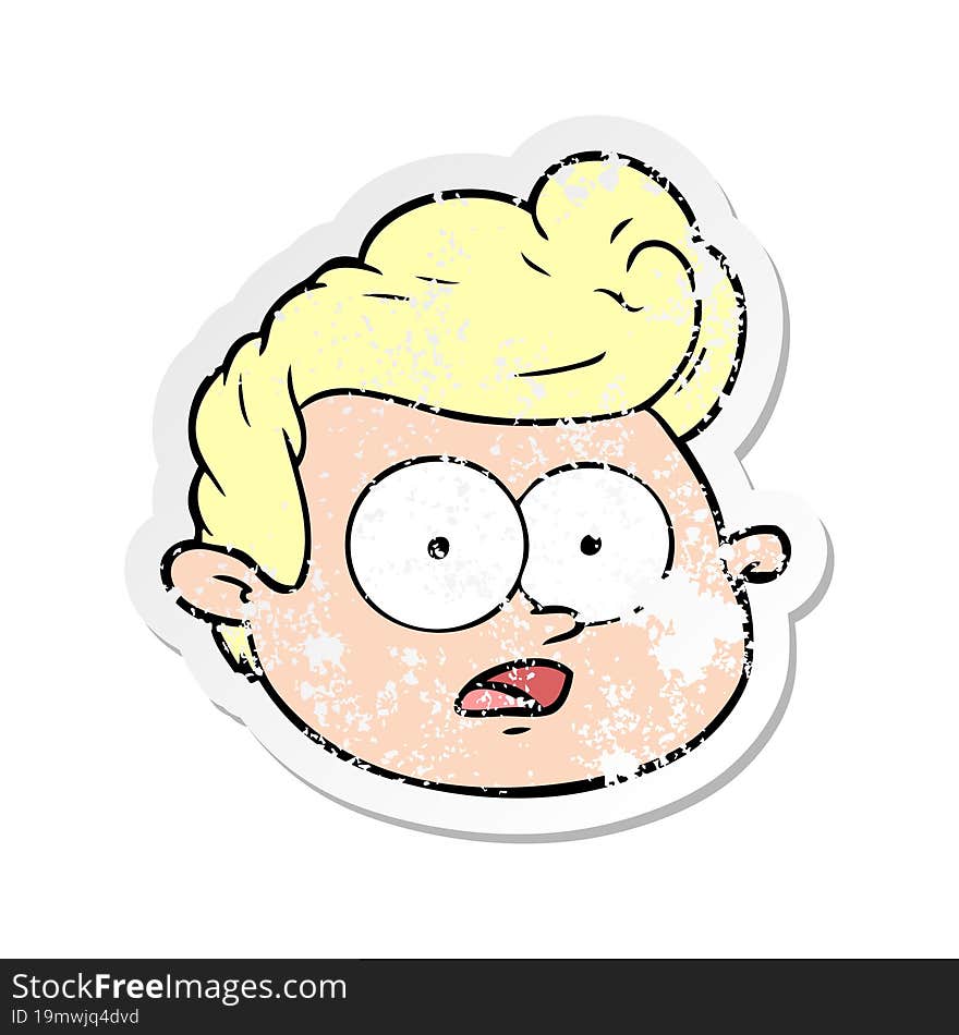 distressed sticker of a cartoon male face